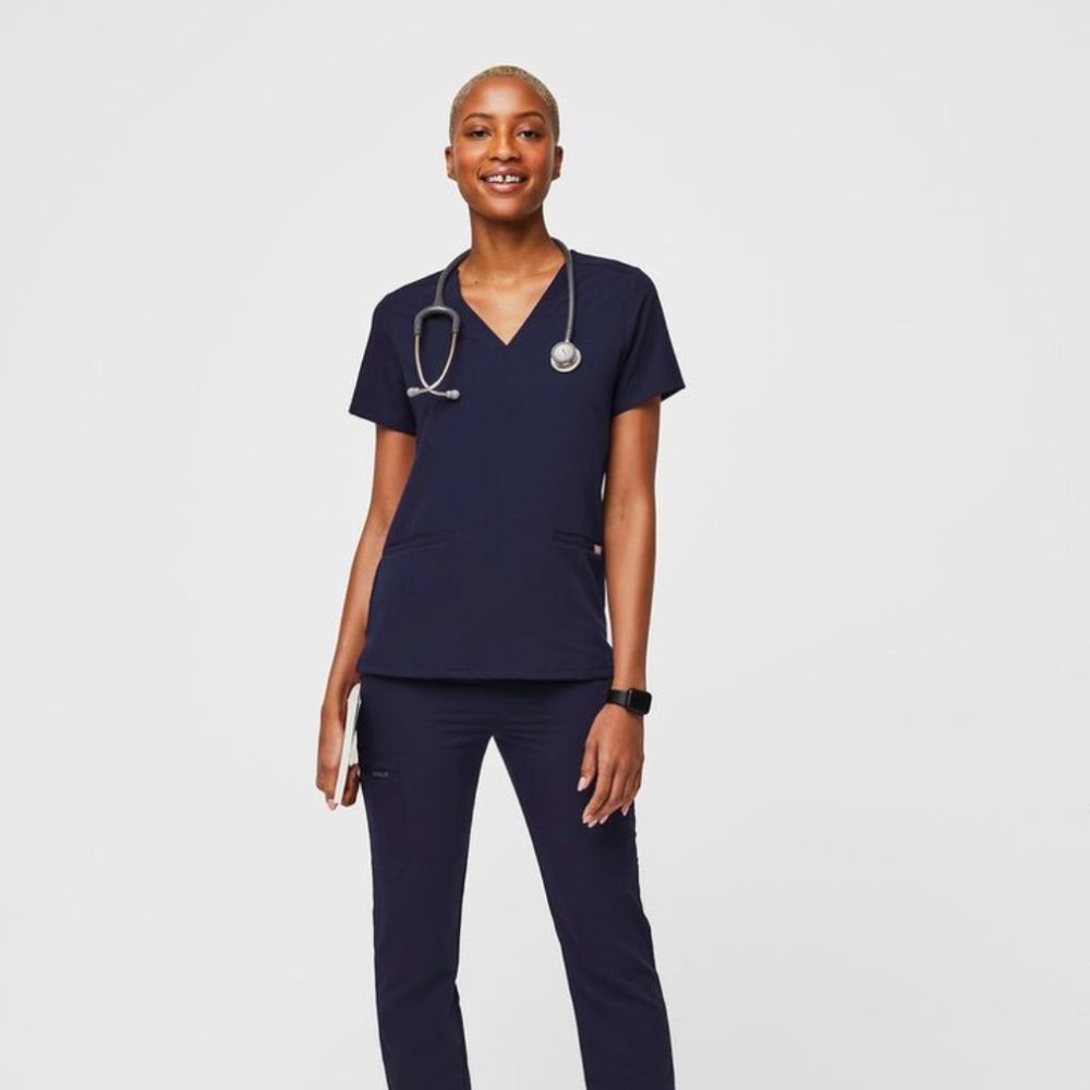Figs Navy Casma Scrub Top